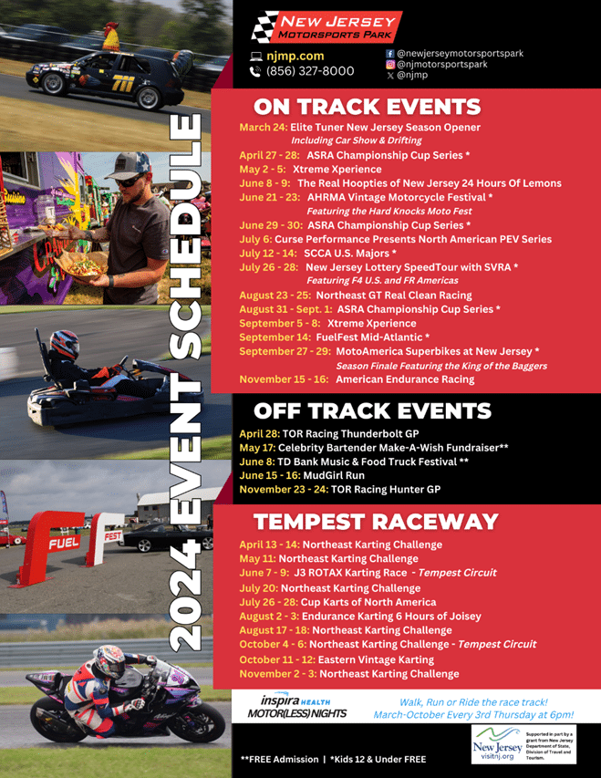 New Jersey Motorsports Park’s 2024 Schedule Features Racing, OffTrack