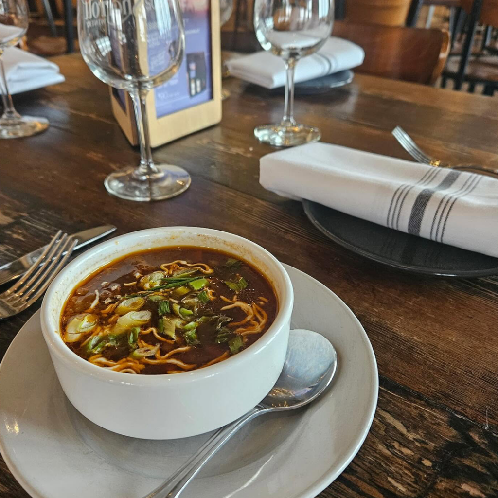 Cup of soup with wine at Sharrott Winery